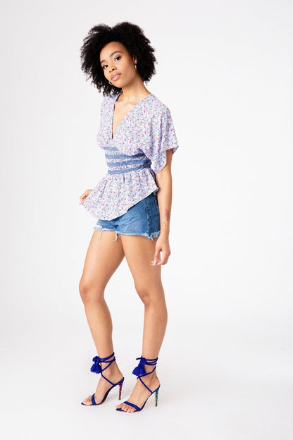 Blue Ditsy Paige Top