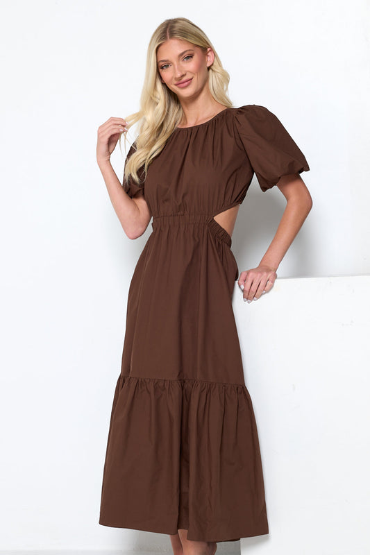 Brown Poplin Maxi Dress
