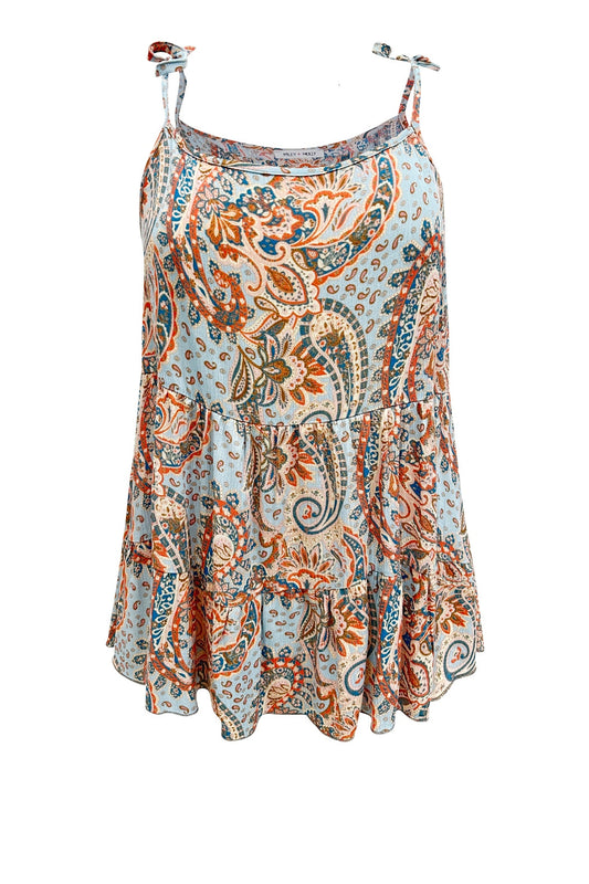 3 Tired Tie Shoulder Loose Fit Cami Tank Top