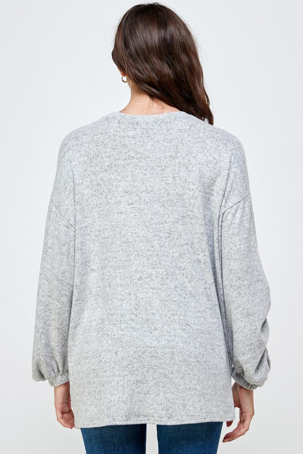Brushed Knit Screen Print Loose Fit Swaeat Shirts