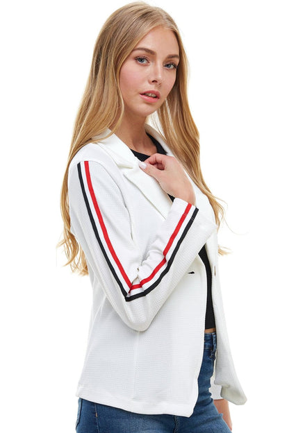 Bullet With Button Stripe Tape Blazer Jacket