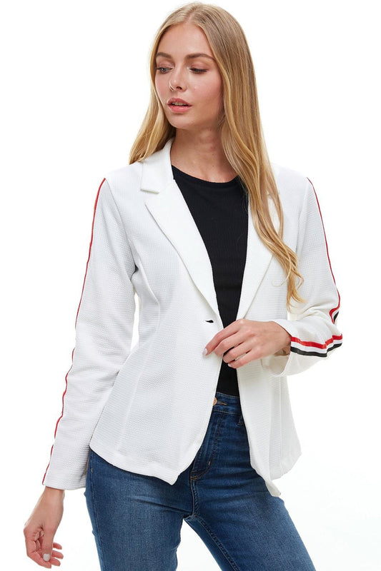 Bullet With Button Stripe Tape Blazer Jacket