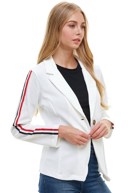 Bullet With Button Stripe Tape Blazer Jacket