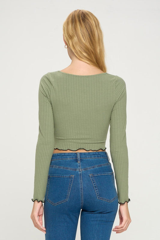 Bustier Style Long Sleeve Knit Top