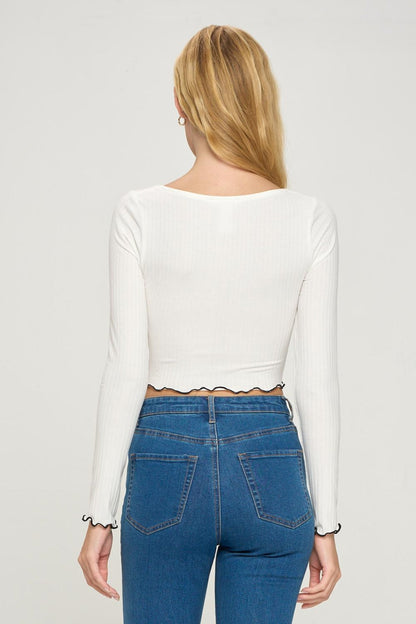 Bustier Style Long Sleeve Knit Top