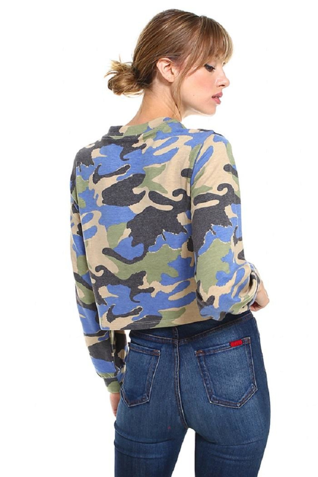 Camouflage Front Full Zip Up Jacket Top