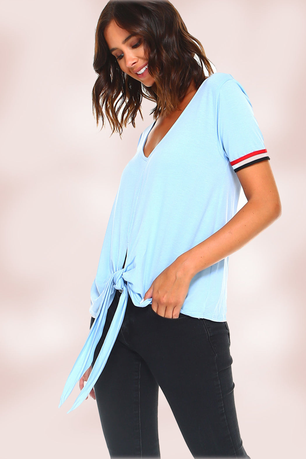 Stripe Tie Front Top