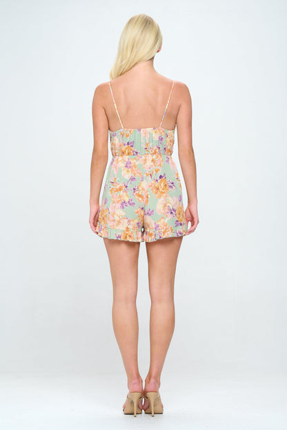 Tie Front Ruffle Hem Romper