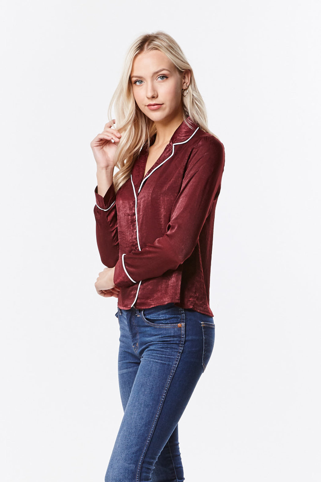 Women's Satin Pajama Shirts Top