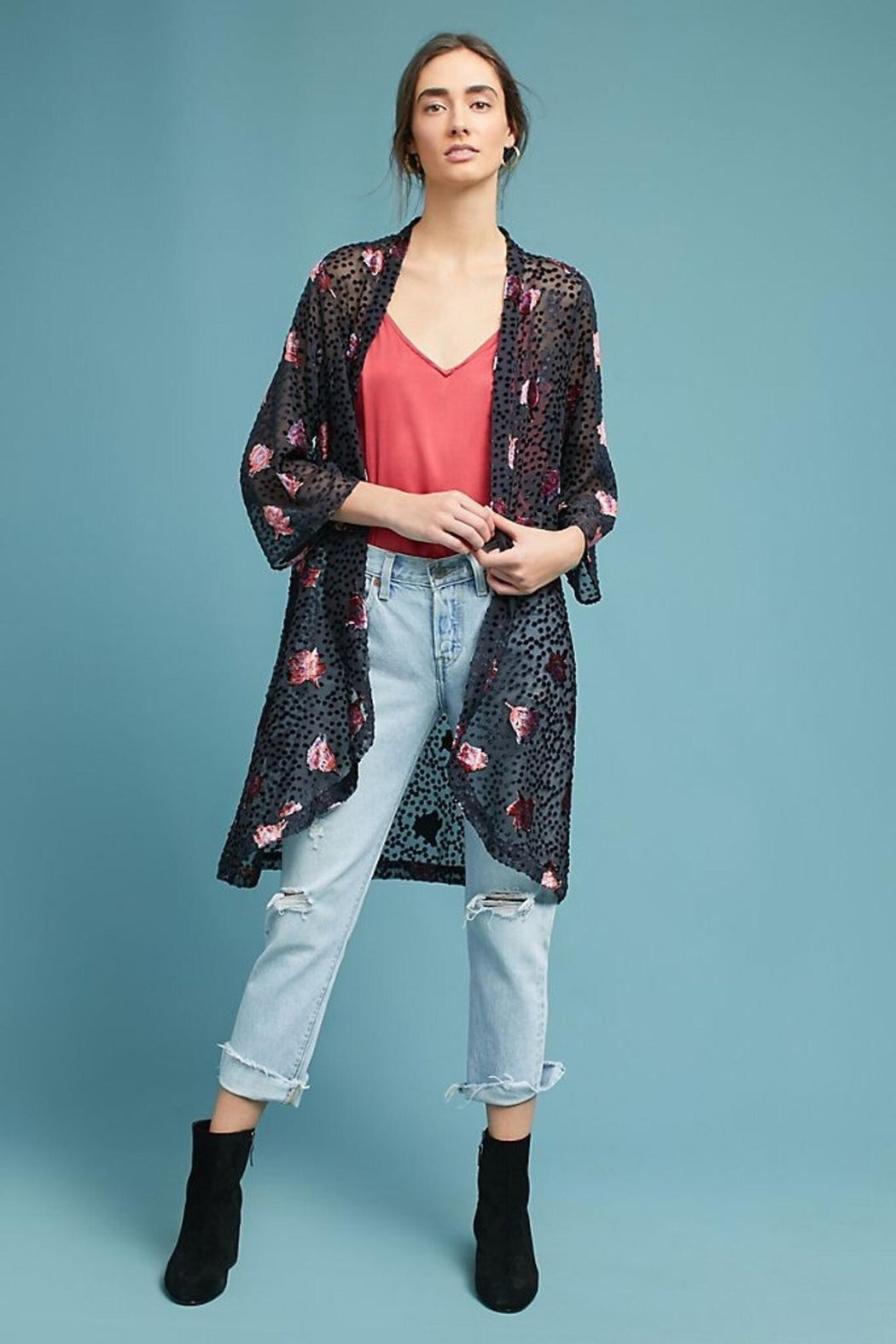 Night Rose Velvet Kimono
