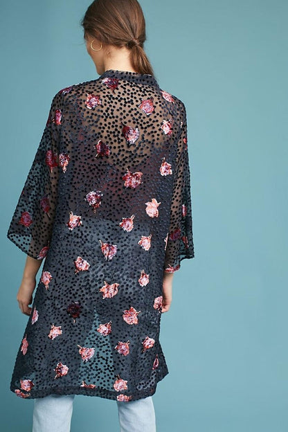 Night Rose Velvet Kimono