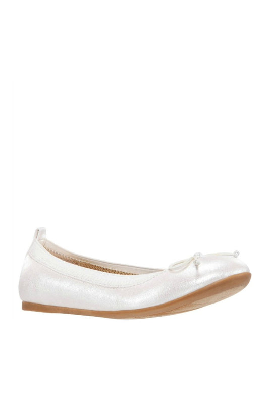 Nina Kids Esther Flat in Ivory Pearlized