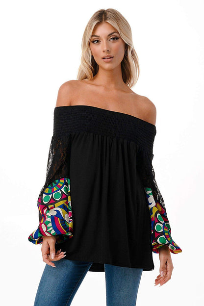 Off Shoulder With Lace Arm Top