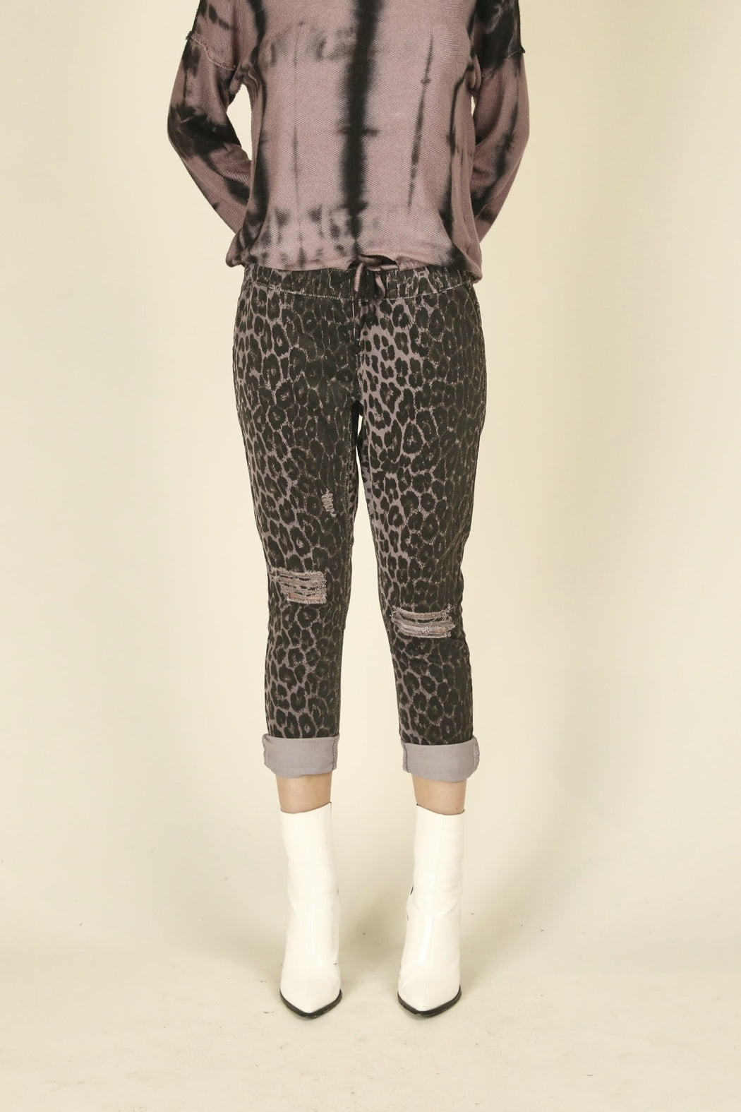 Olive Snakeskin Corduroy Boyfriend Joggers