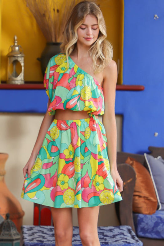 One Shoulder Cutout Waist Dress
