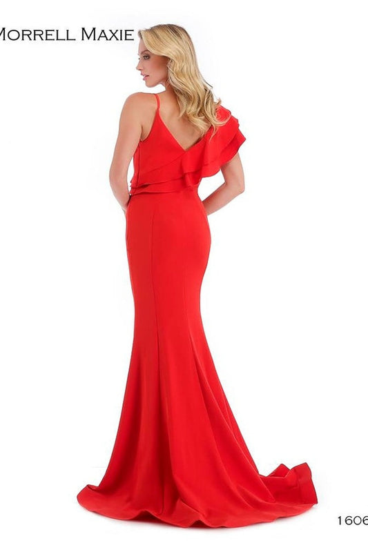 1-Shoulder Ruffle Gown W/ Slit