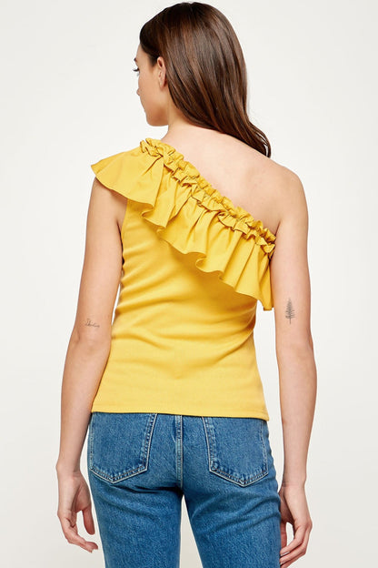 One Shoulder Ruffle Top
