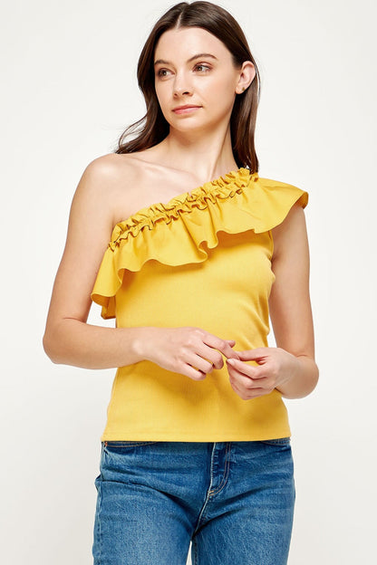 One Shoulder Ruffle Top