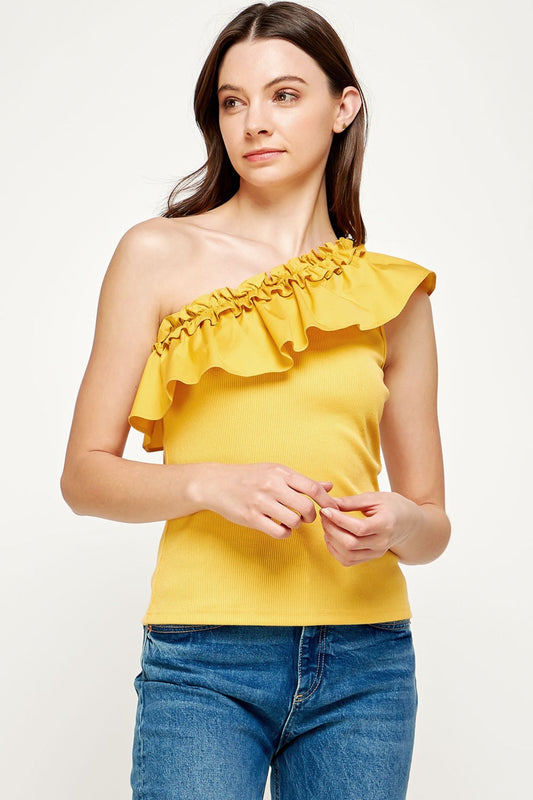 One Shoulder Ruffle Top