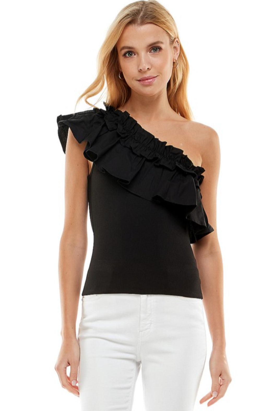 One Shoulder Ruffle Top