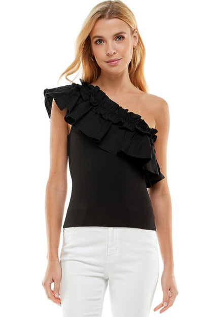 One Shoulder Ruffle Top