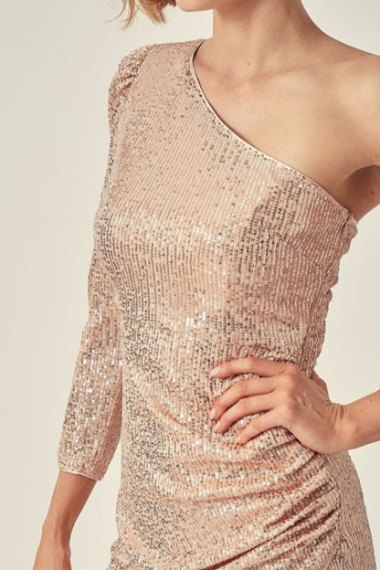 One Shoulder Sequin Dress