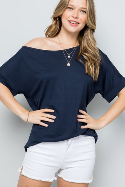 One Shoulder Short Sleeve Shirt