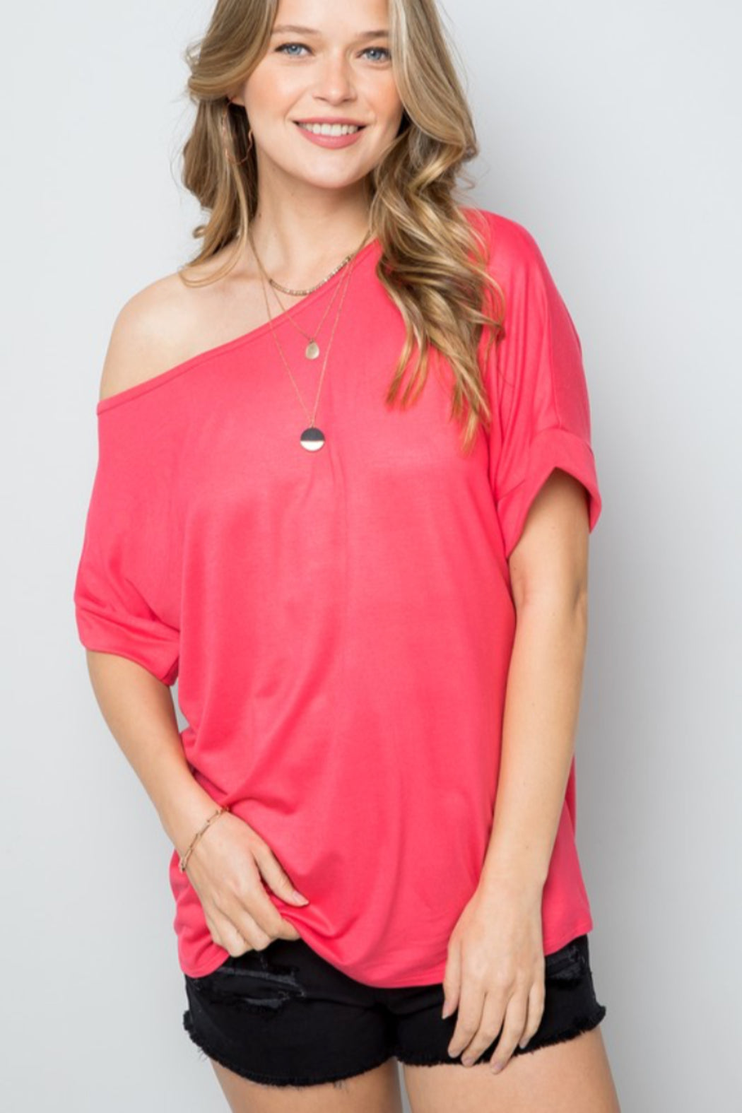 One Shoulder Short Sleeve Shirt