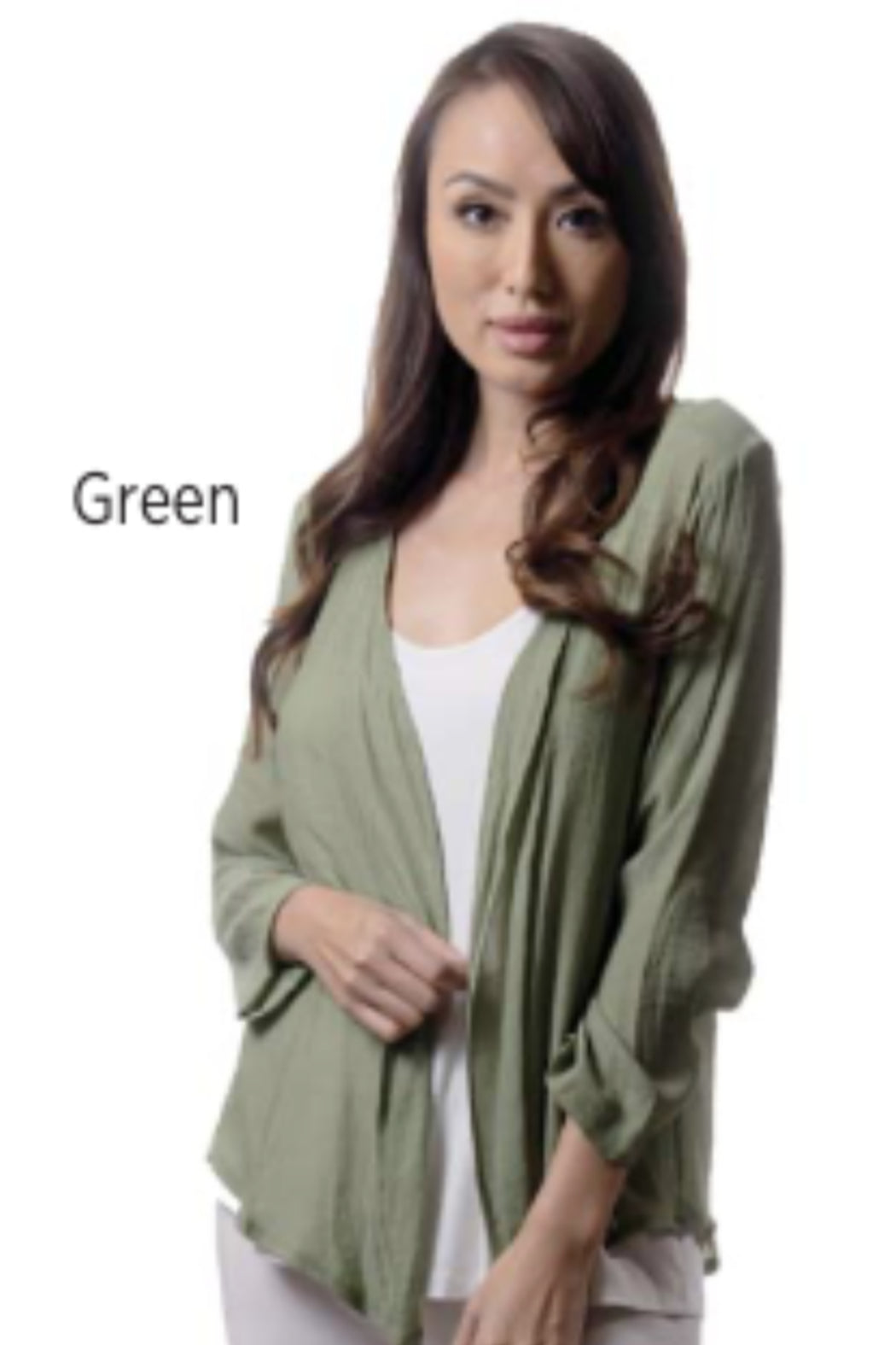 open front 3/4 sleeve shrug