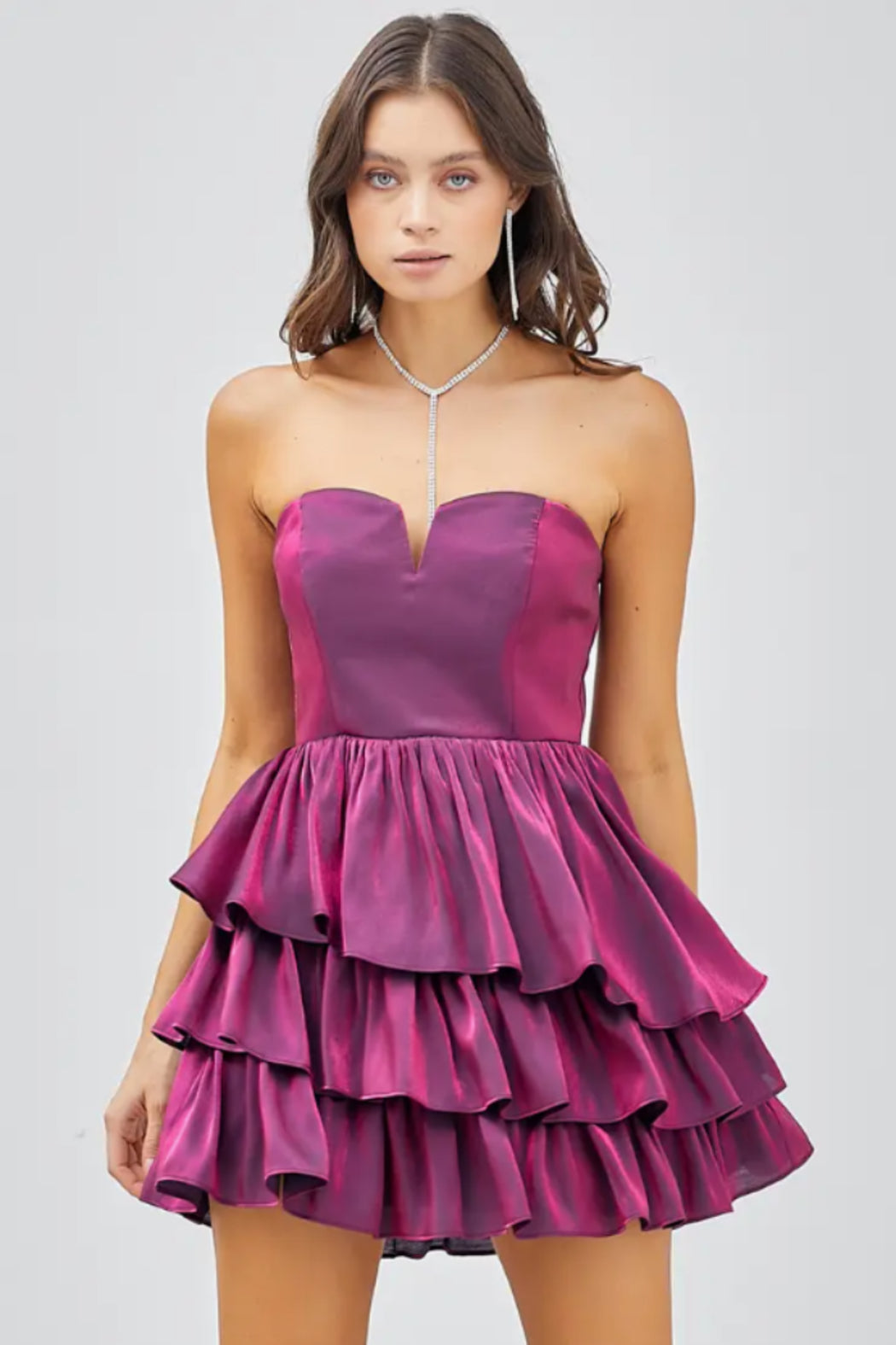 Open Shoulder Ruffle Mini Dress