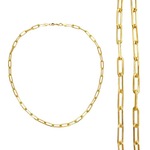X Gold Filled Medium Link paper Clip Chain Necklace