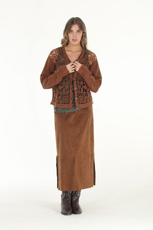 Brown Crochet Cardigan