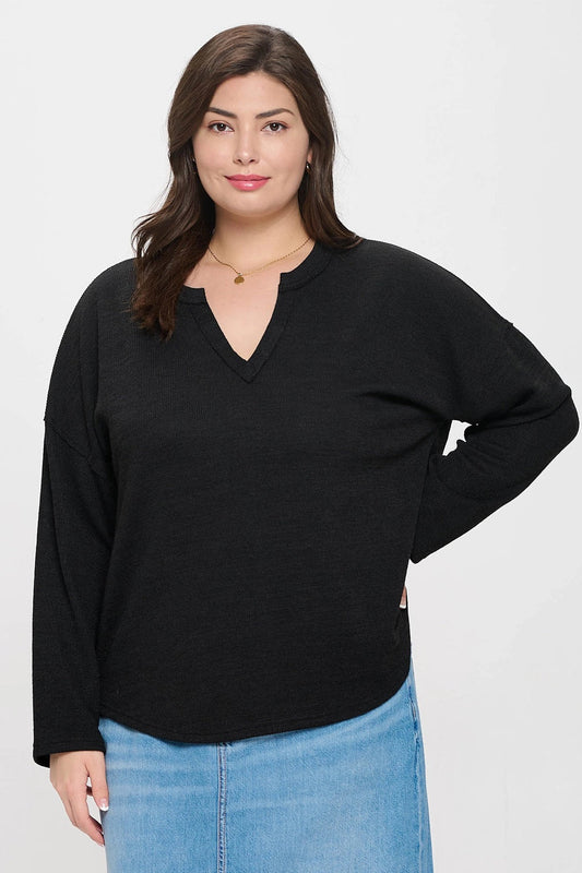 Notch Neck Knit Top