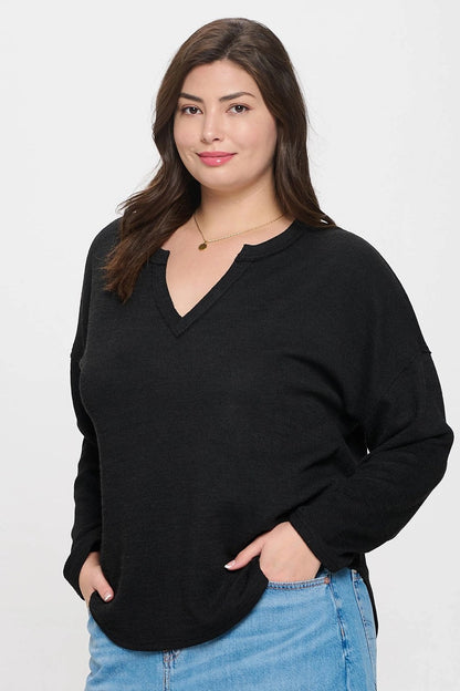 Notch Neck Knit Top