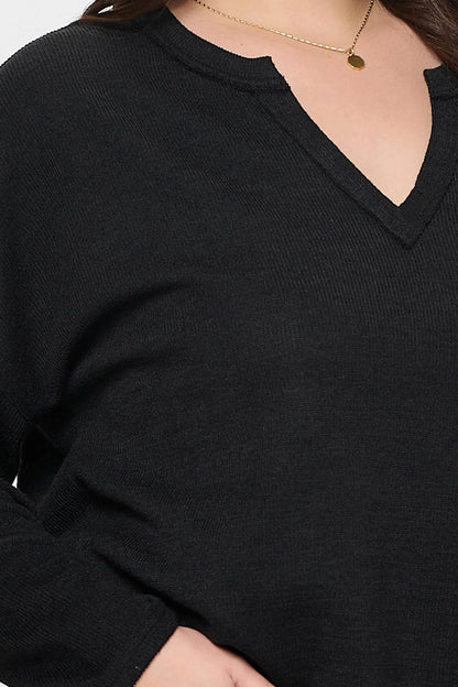 Notch Neck Knit Top
