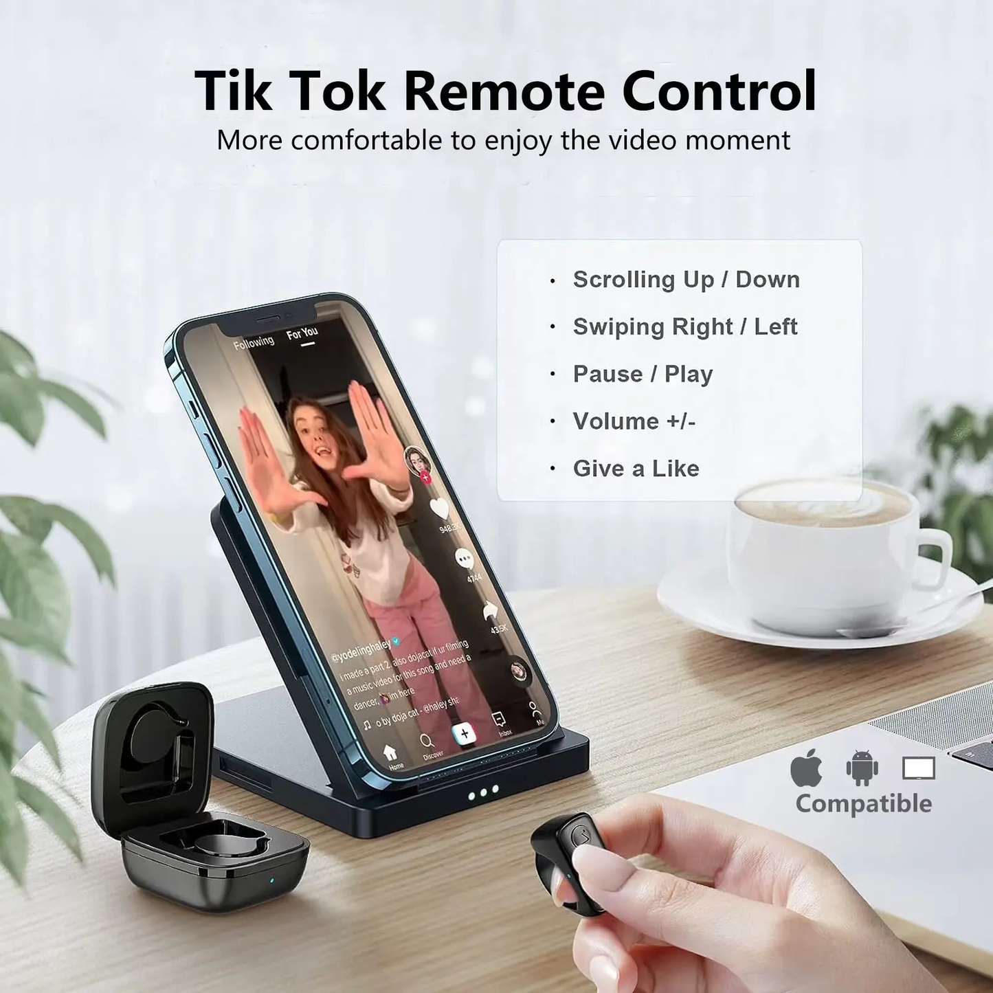 Portable Selfie Timer Bluetooth Remote Control Finger Ring