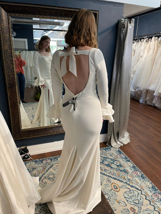 Boho Square Neck Mermaid Slit Wedding Dress