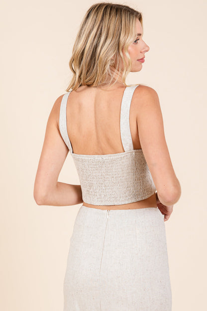 2 Piece Linen Crop Cop And Pencil Skirt Set