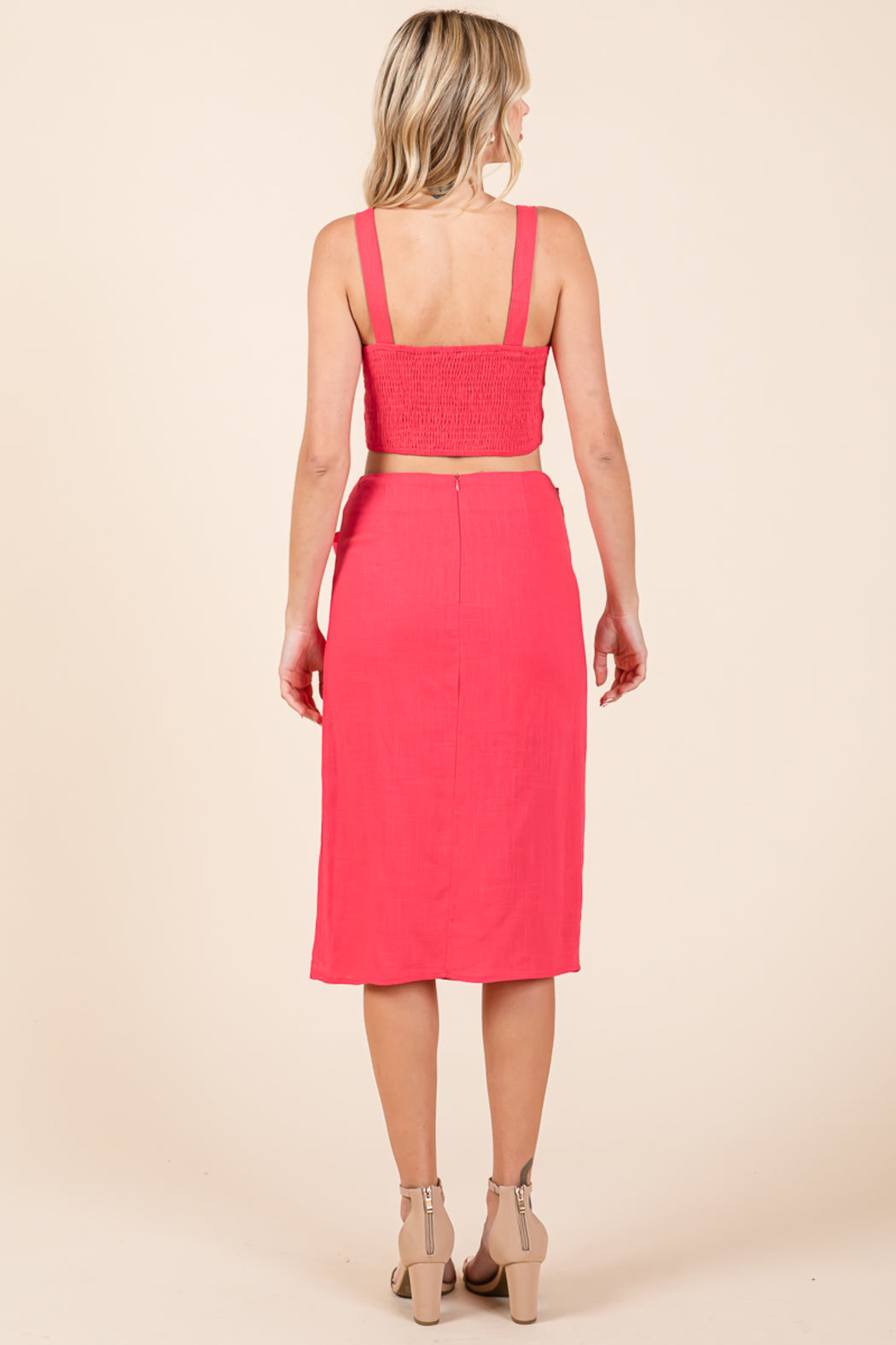 2 Piece Linen Crop Cop And Pencil Skirt Set