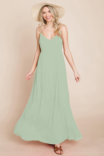 Beach Maxi Bridesmaid Dress With Criss Cross Back