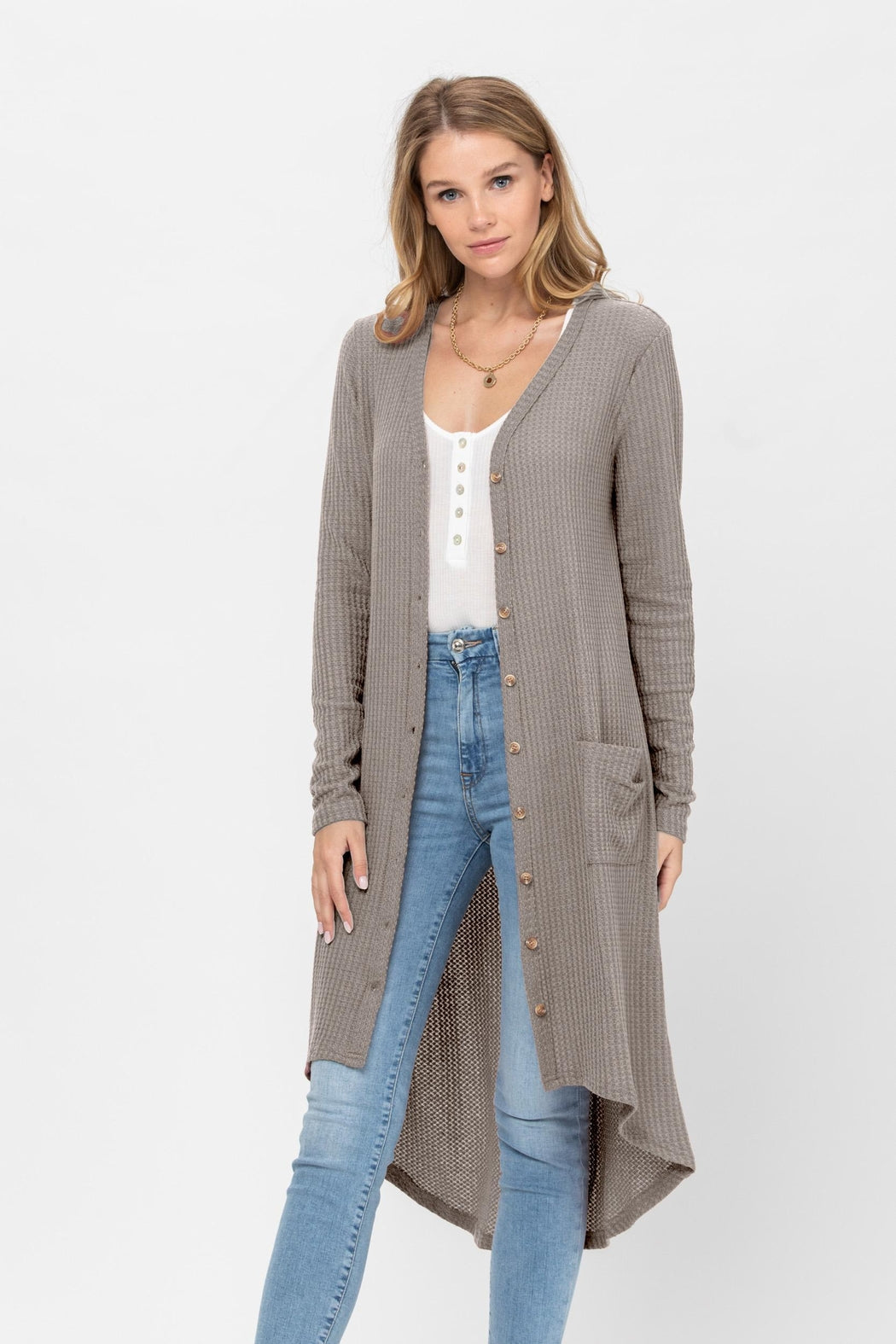 Button Down Solid Color Knit Cardigans With Pockets