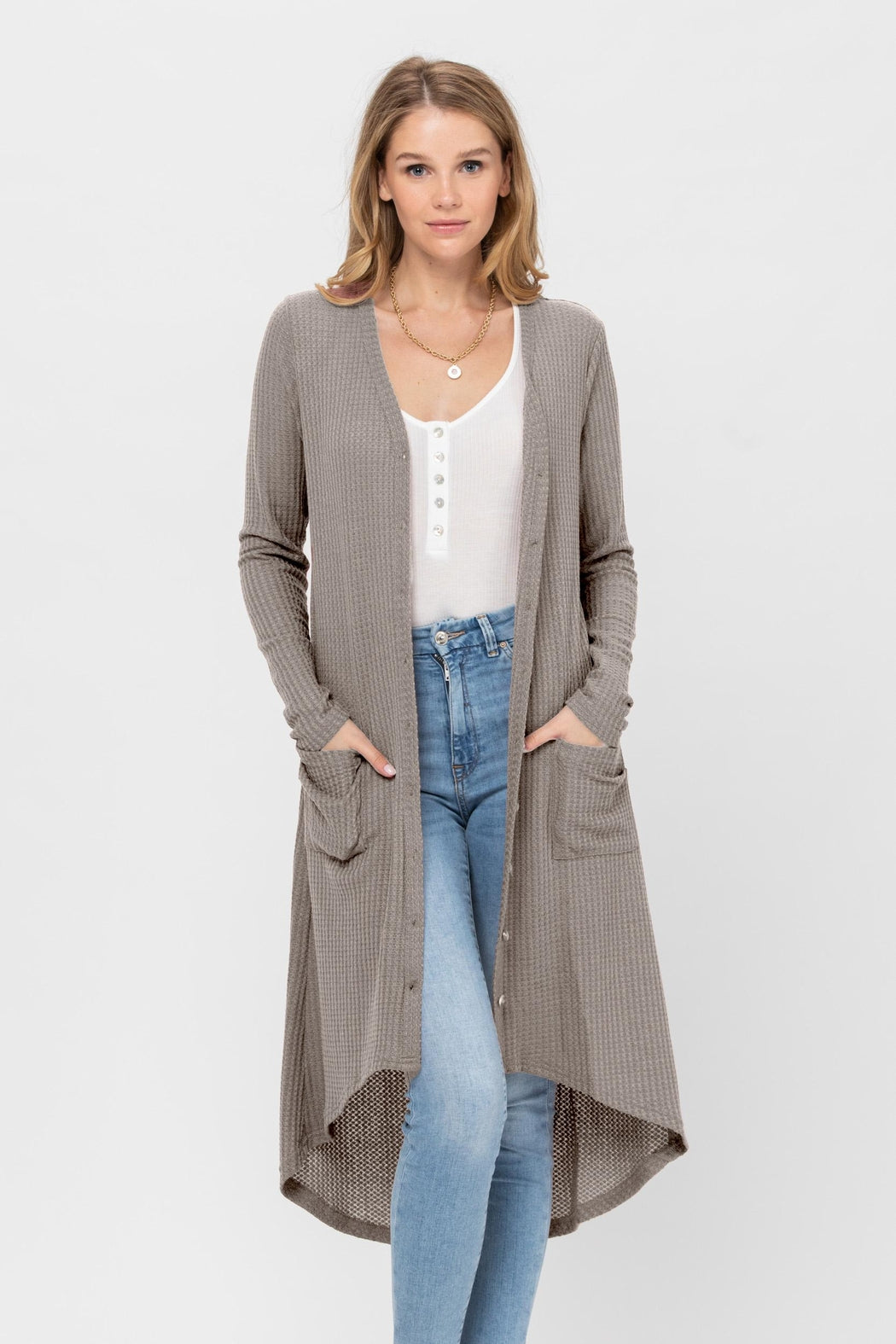 Button Down Solid Color Knit Cardigans With Pockets