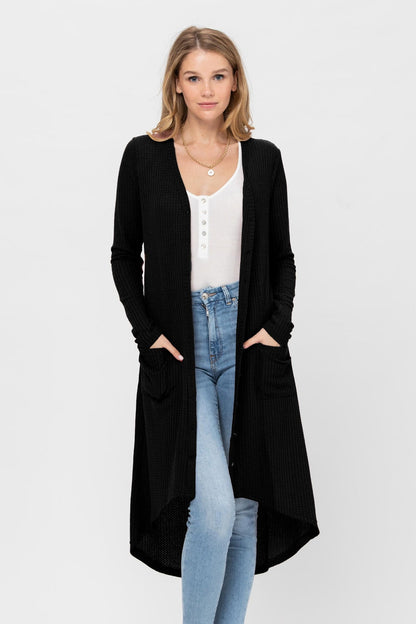 Button Down Solid Color Knit Cardigans With Pockets