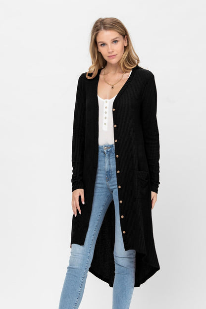 Button Down Solid Color Knit Cardigans With Pockets