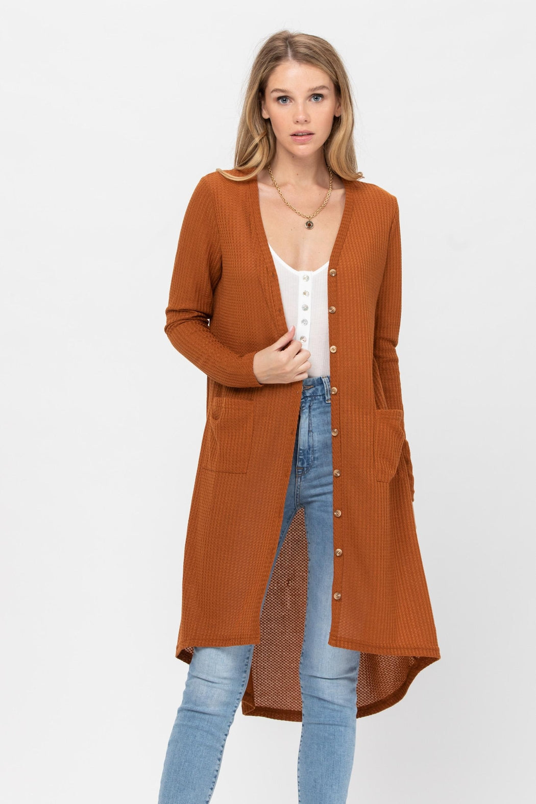 Button Down Solid Color Knit Cardigans With Pockets