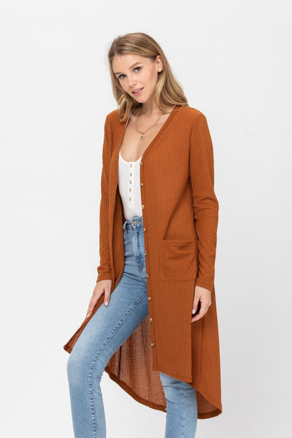 Button Down Solid Color Knit Cardigans With Pockets