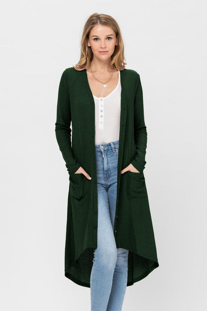 Button Down Solid Color Knit Cardigans With Pockets