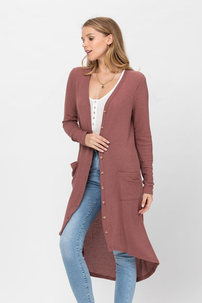 Button Down Solid Color Knit Cardigans With Pockets