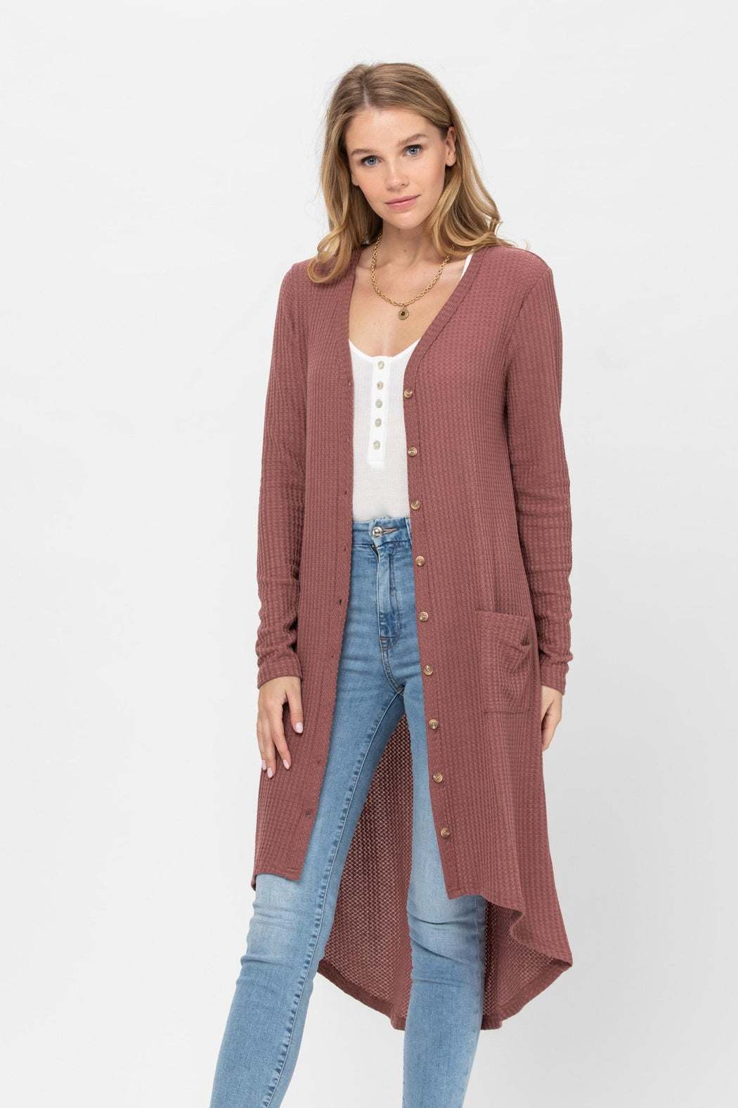 Button Down Solid Color Knit Cardigans With Pockets
