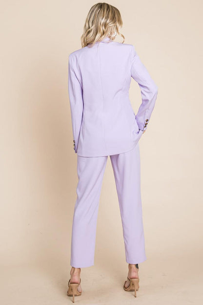 Single Breasted Blazer & High Waisted Pants Set